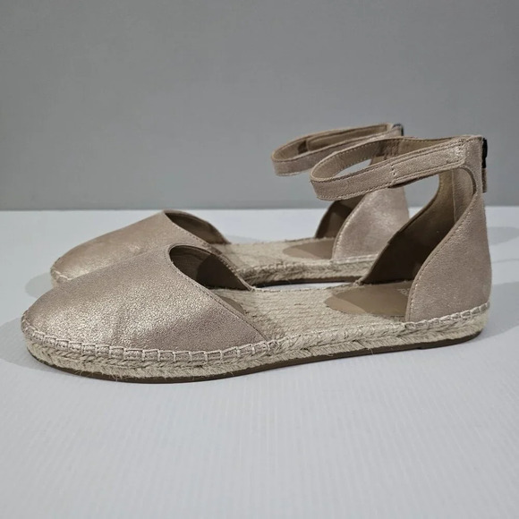 NEW Eileen Fisher Lala Espadrille Flat Metallic Tan Leather Jute Size 10 - Picture 13 of 13